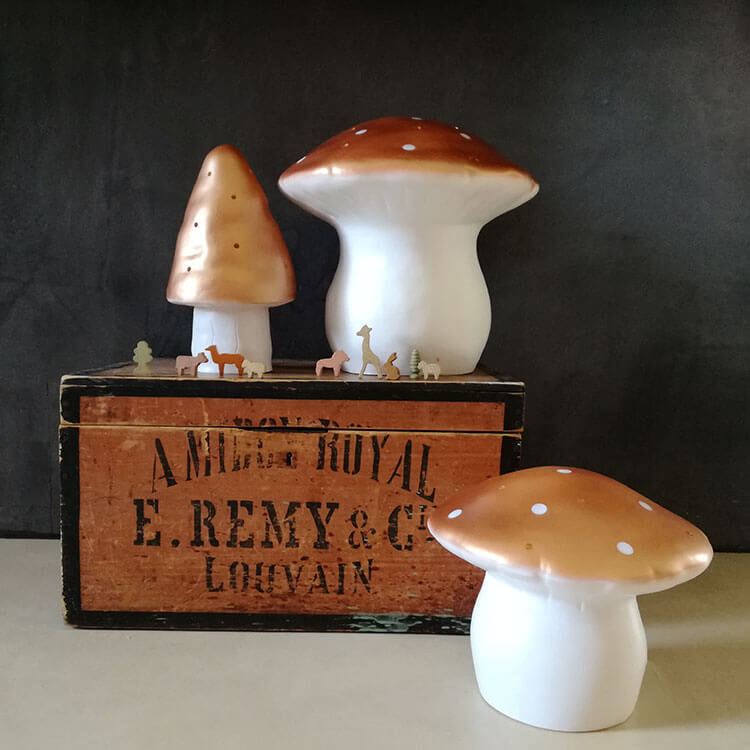 Lampe champignon cuivrée