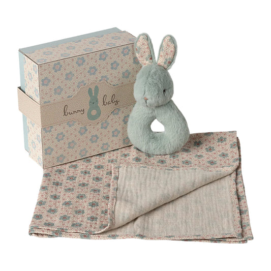 Coffret hochet lapin - menthe - Maileg