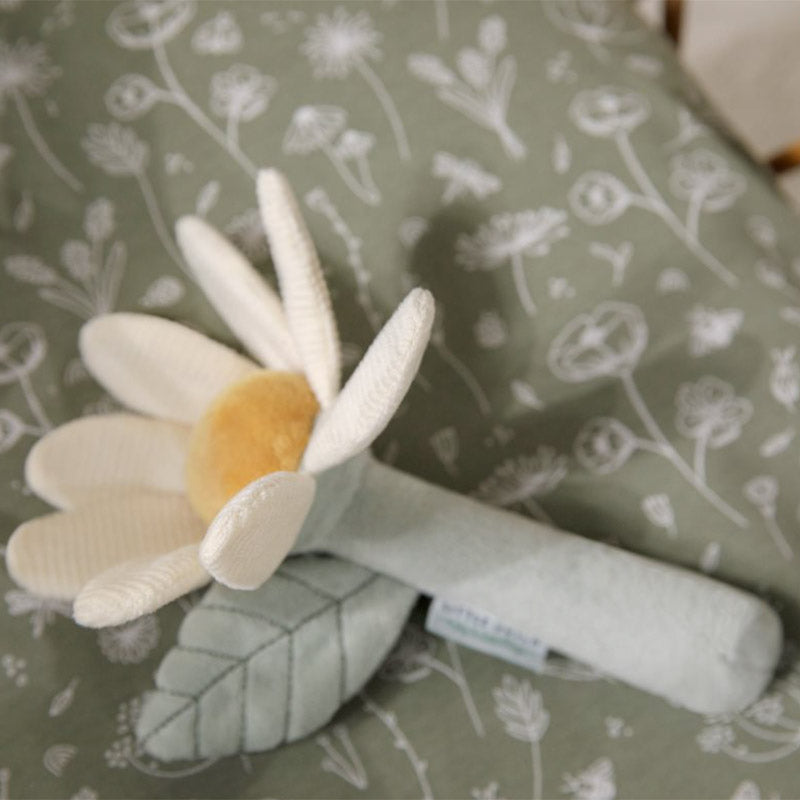 Hochet peluche fleur - Blanc