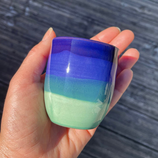 Trio de verres à café bleus