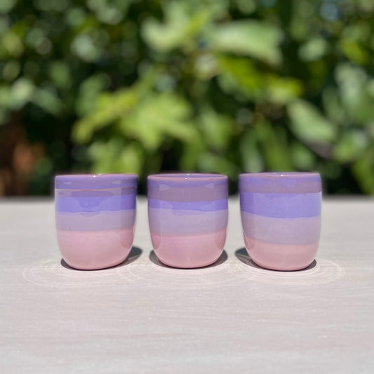 Trio de verres à café mauves