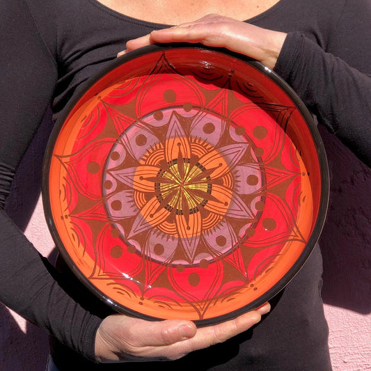 Grand plat rouge & orange